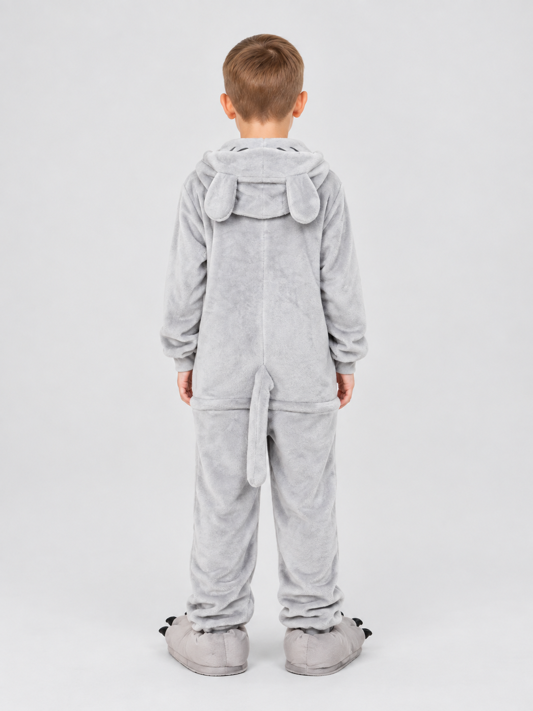 Light Gray Animal Print Kids' One-Piece Pajamas