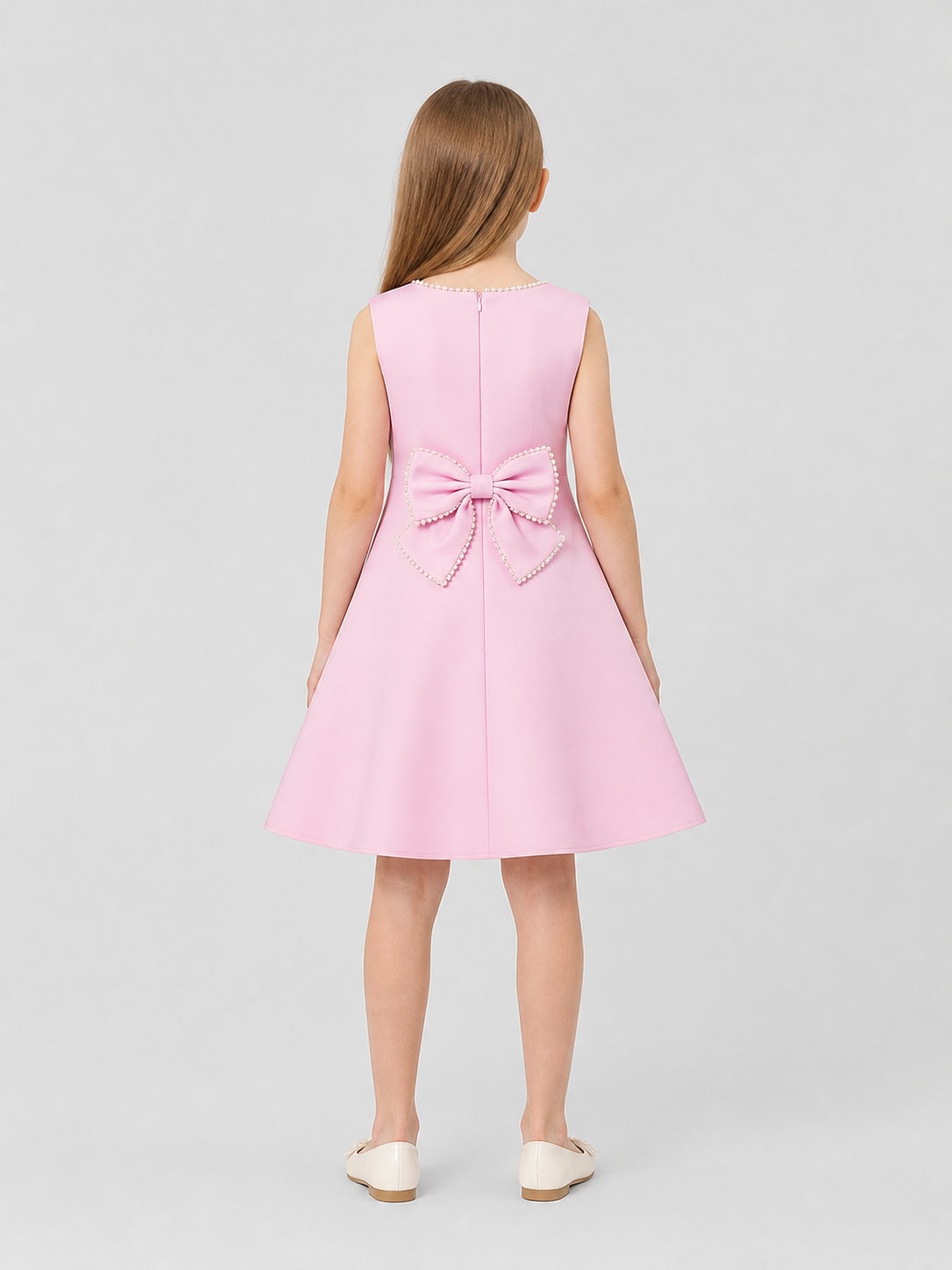 Pink Princess Dress with Pearl Decoration back view