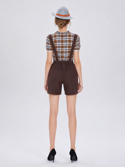 Plaid Stage Costume: Shirt, Shorts, and Hat