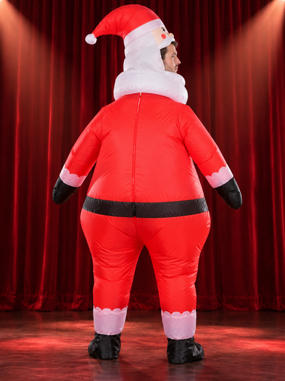 Inflatable Santa Claus Carnival Costume with Beard and Hat