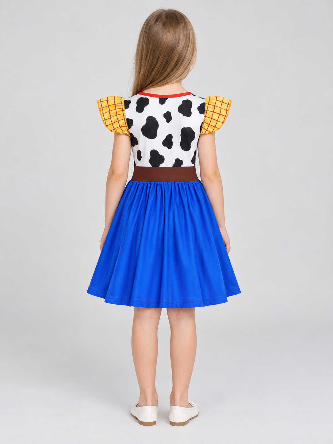 A-Line Girls' Dress with Cowboy Print