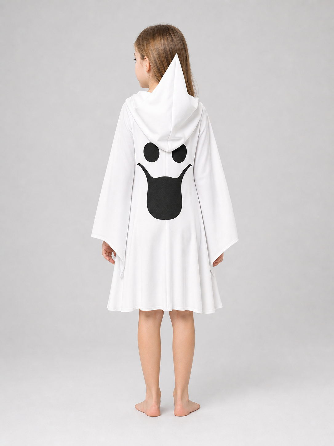 Ghost costume with hood, dress with gloves
