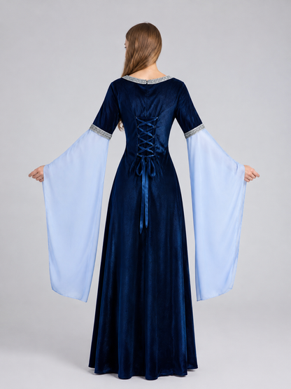 Medieval Dress with Sleeves and Lacing back view