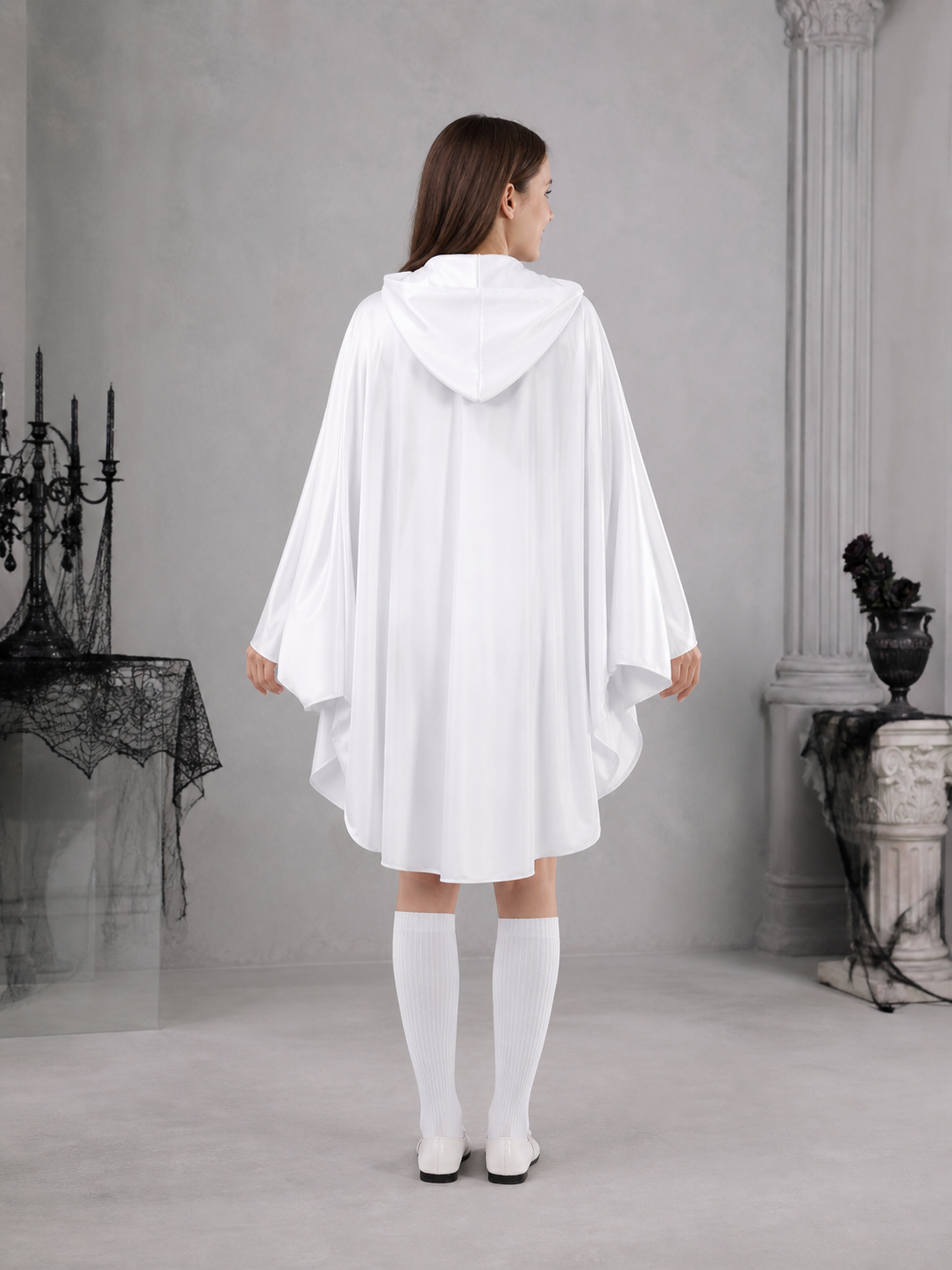 Ghost Costume with Hood and Wide Sleeves back view