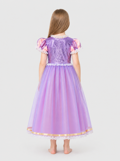 Sequin Princess Party Dress, Purple back view