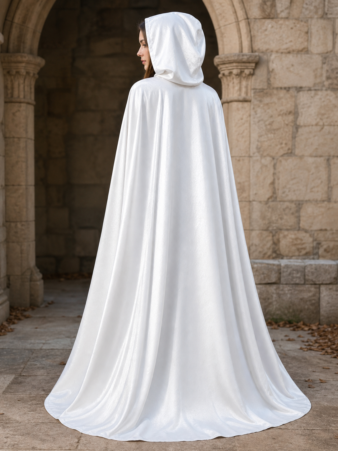 White Hooded Costume Cape, Medieval