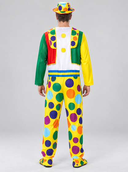 Clown Costume: Jumpsuit, Cape, Hat