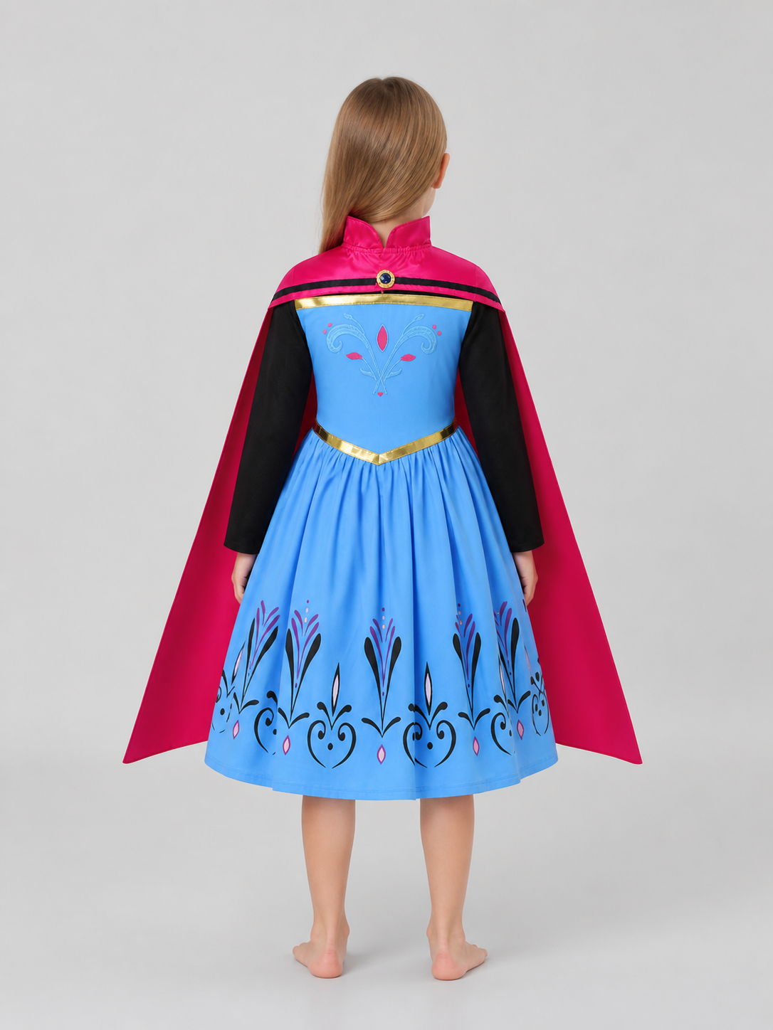 Children’s Elsa Princess Costume with Cape for Parties back view
