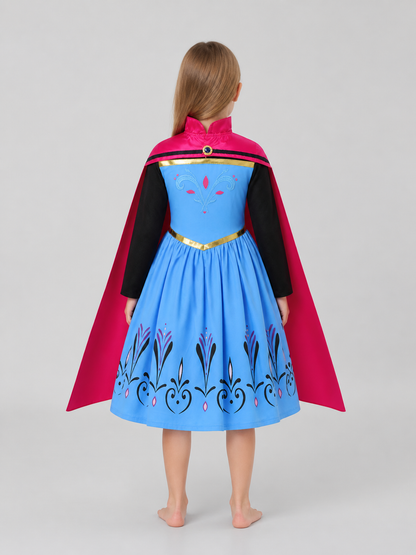 Children’s Elsa Princess Costume with Cape for Parties back view