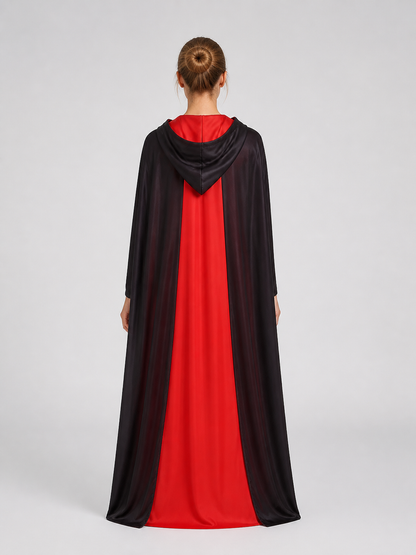 Black and Red Reversible Hooded Cloak for Cosplay