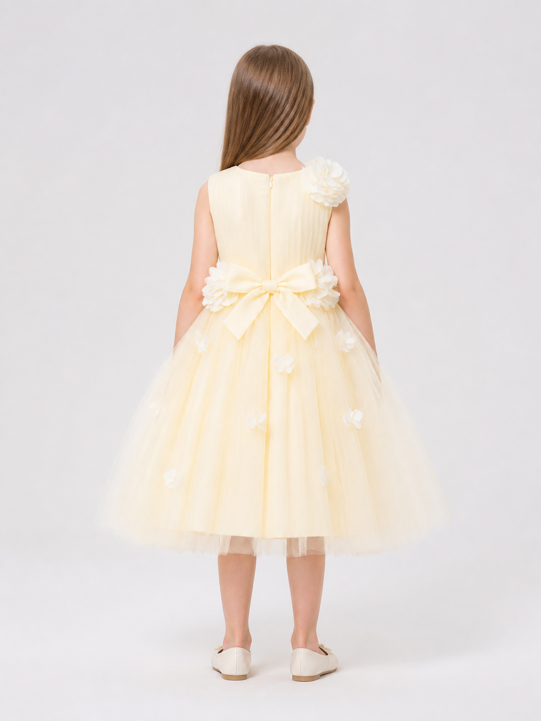 Full Skirt Dress with Floral Decoration for Performances