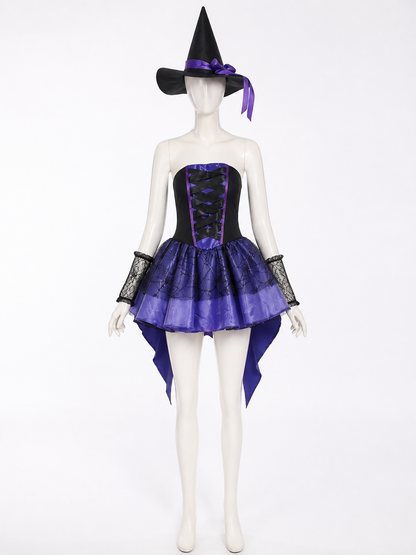 Women's Witch Halloween Costume with Hat back view