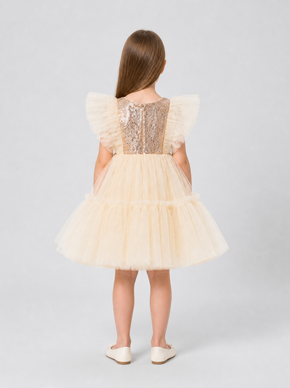 Full Sequin Tutu Dress with Layered Mesh back view