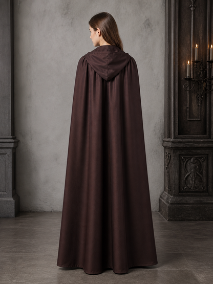 Halloween Medieval Knight Pirate Cosplay Hooded Cloak, Long Loose Cape With Pointed Hood And Front Cross Lacing