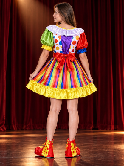Clown Carnival Costume: Rainbow Dress and 9 Accessories