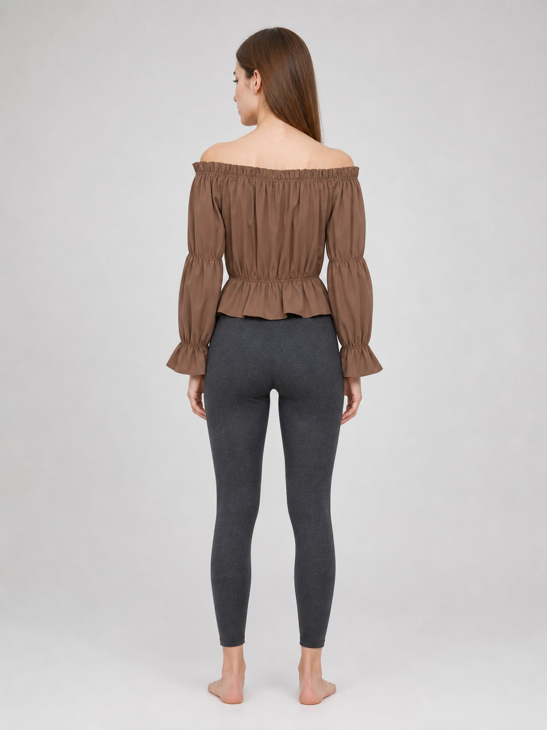 Cropped Off-the-Shoulder Blouse with Puff Sleeves