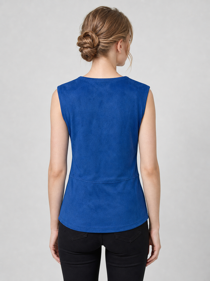 Dark Navy Lace-Up Corset Vest with a V-Neck