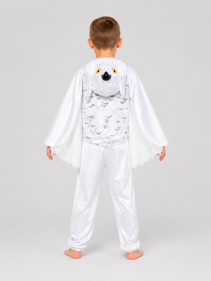 Owl Jumpsuit with Wings, White Cosplay Costume back view