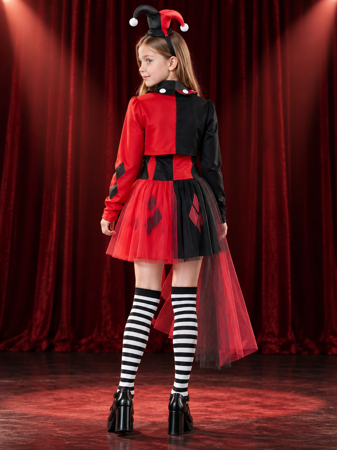 Polyester jester costume with headpiece