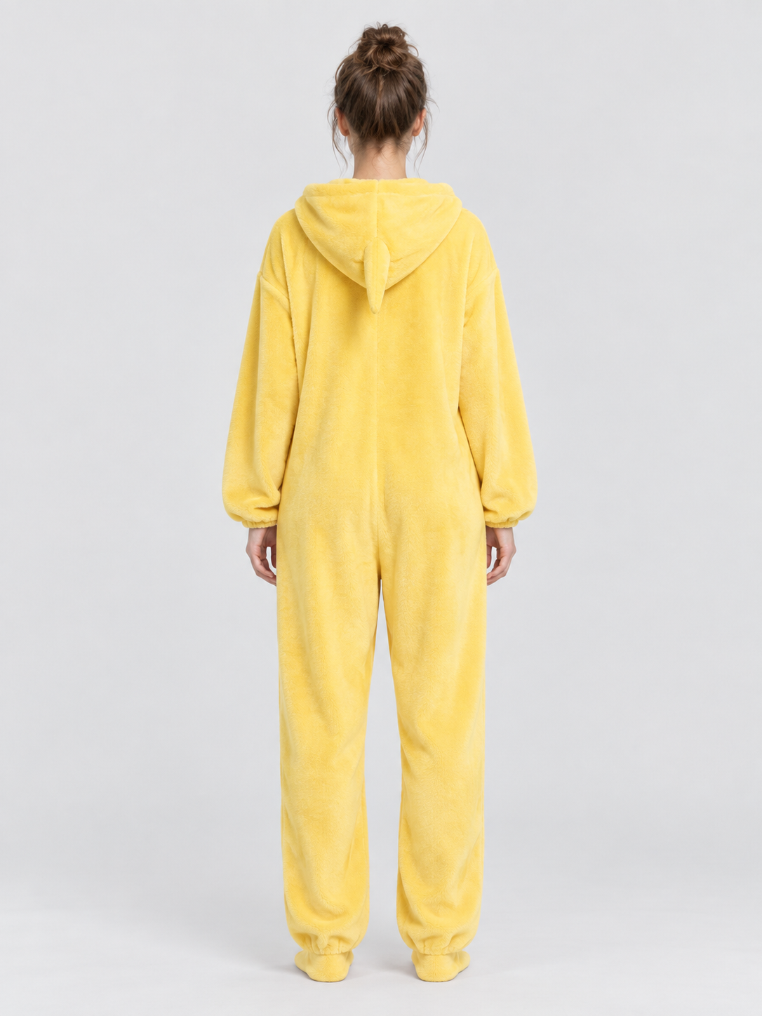 Yellow Cartoon Hooded Jumpsuit Pajama