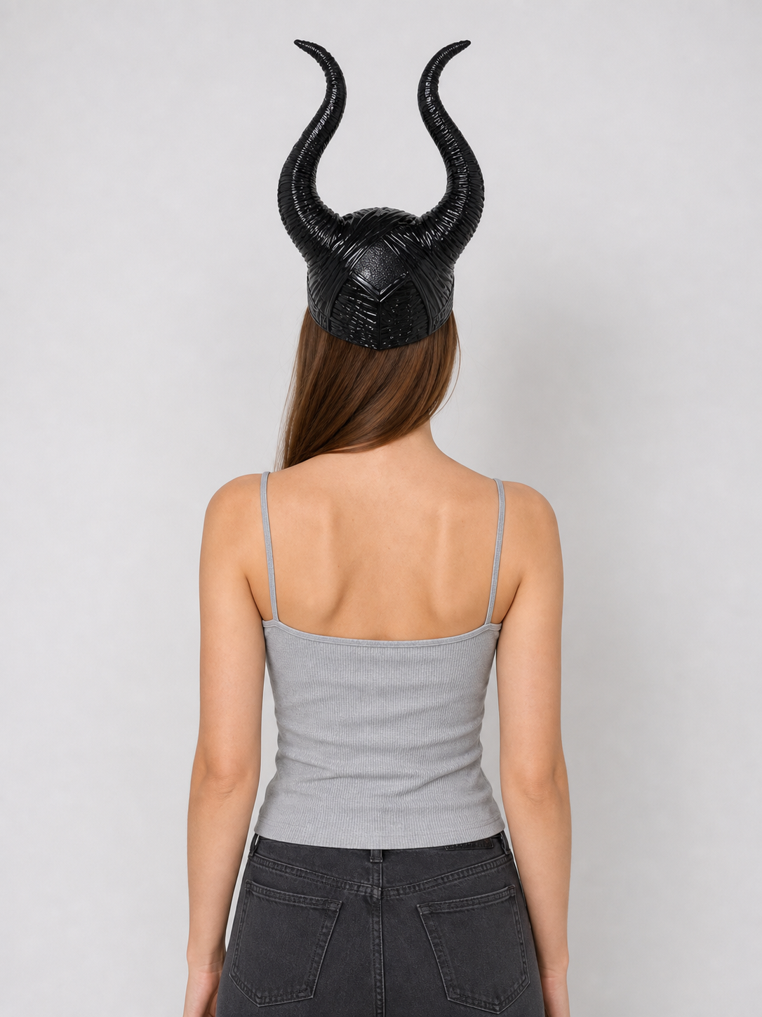 Black Headpiece with Two Curved Horns