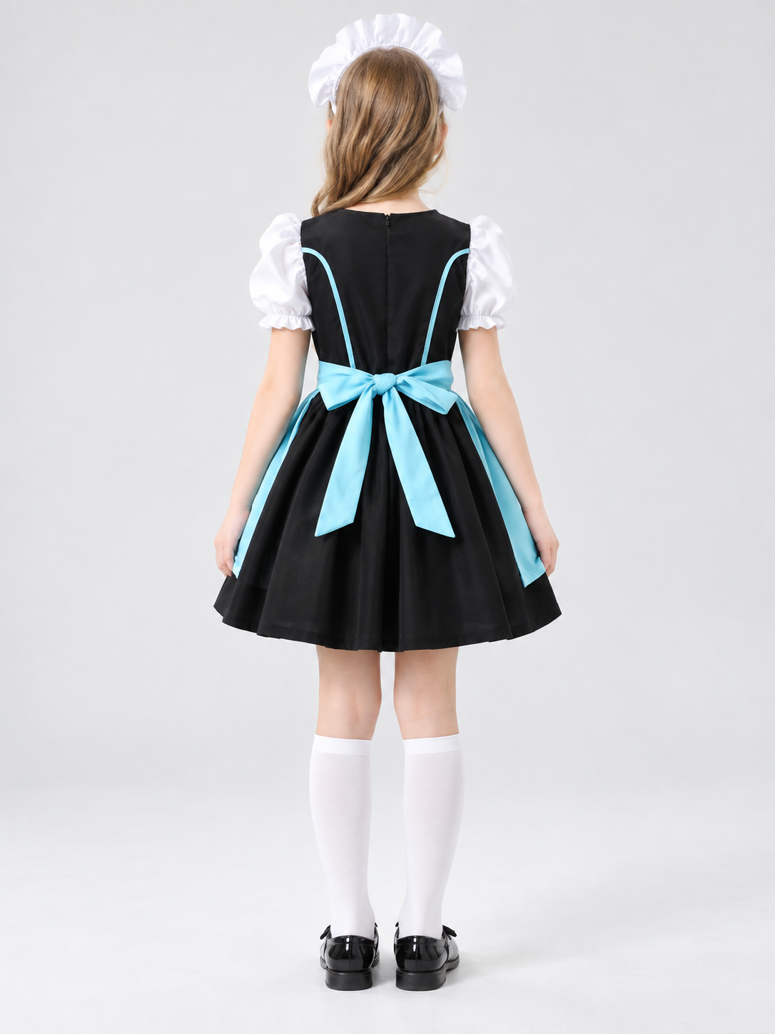 Kids' Dirndl Costume with Blue Apron and Headpiece