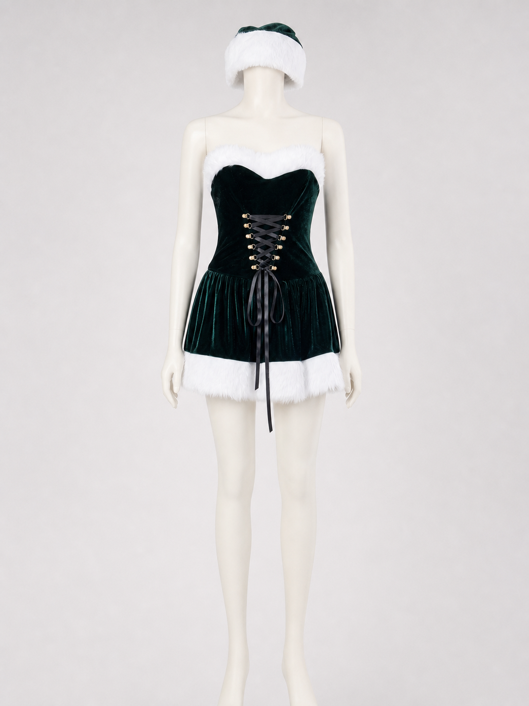 Festive cosplay dress with white trim