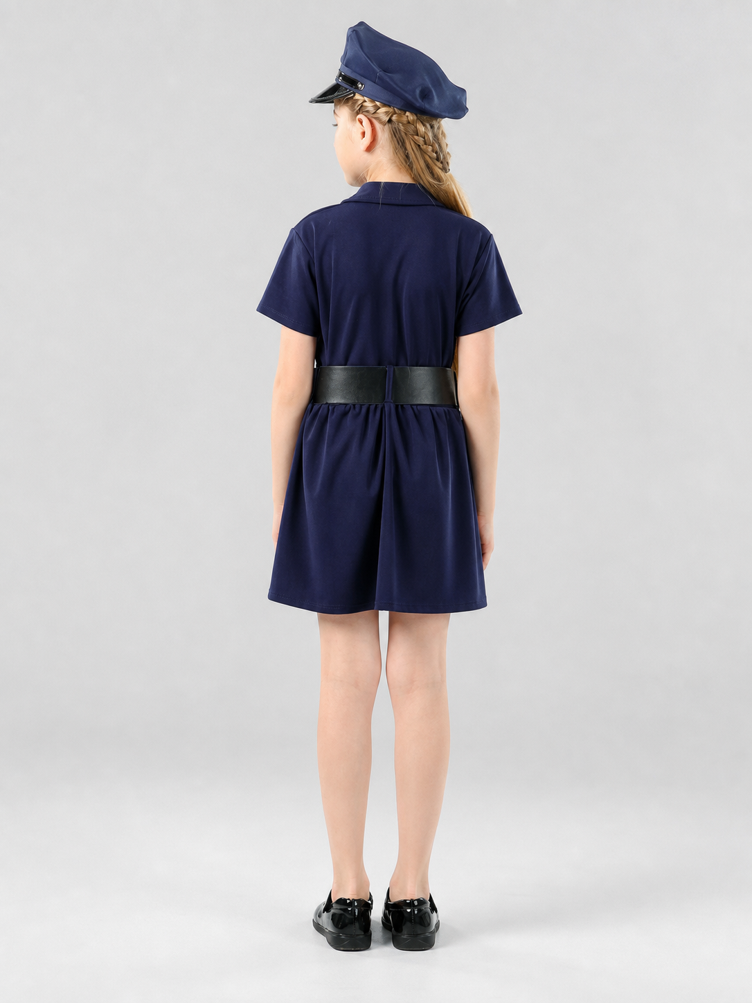 Children’s police costume dress, cap, belt