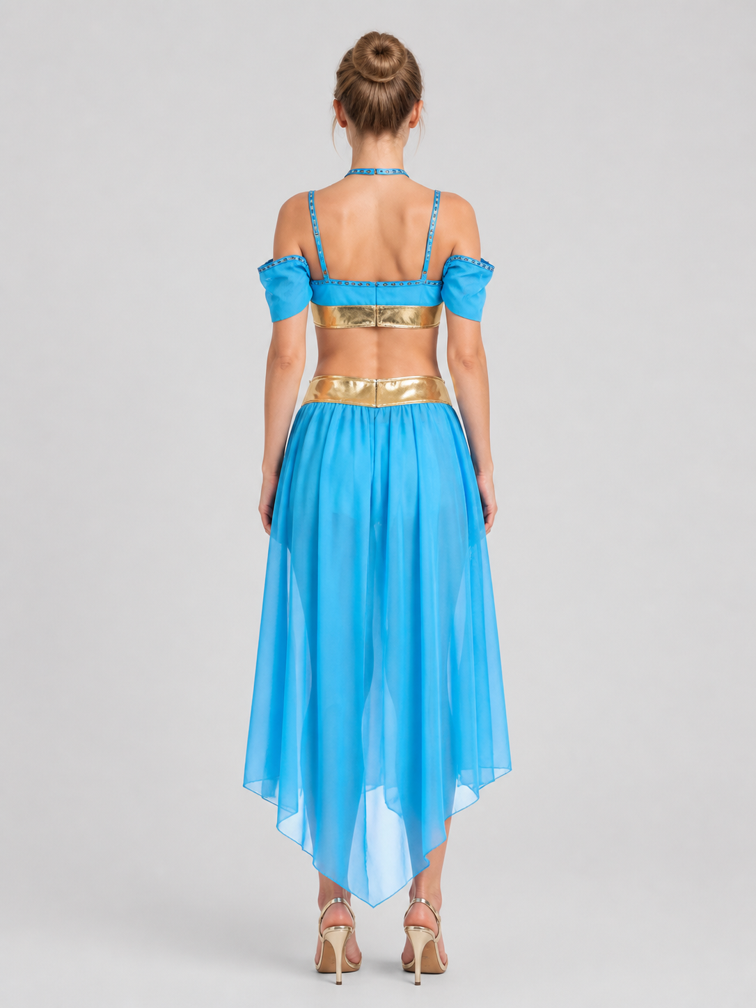 Aladdin and Jasmine Stage Costume, Blue with Gold, M-XL back view