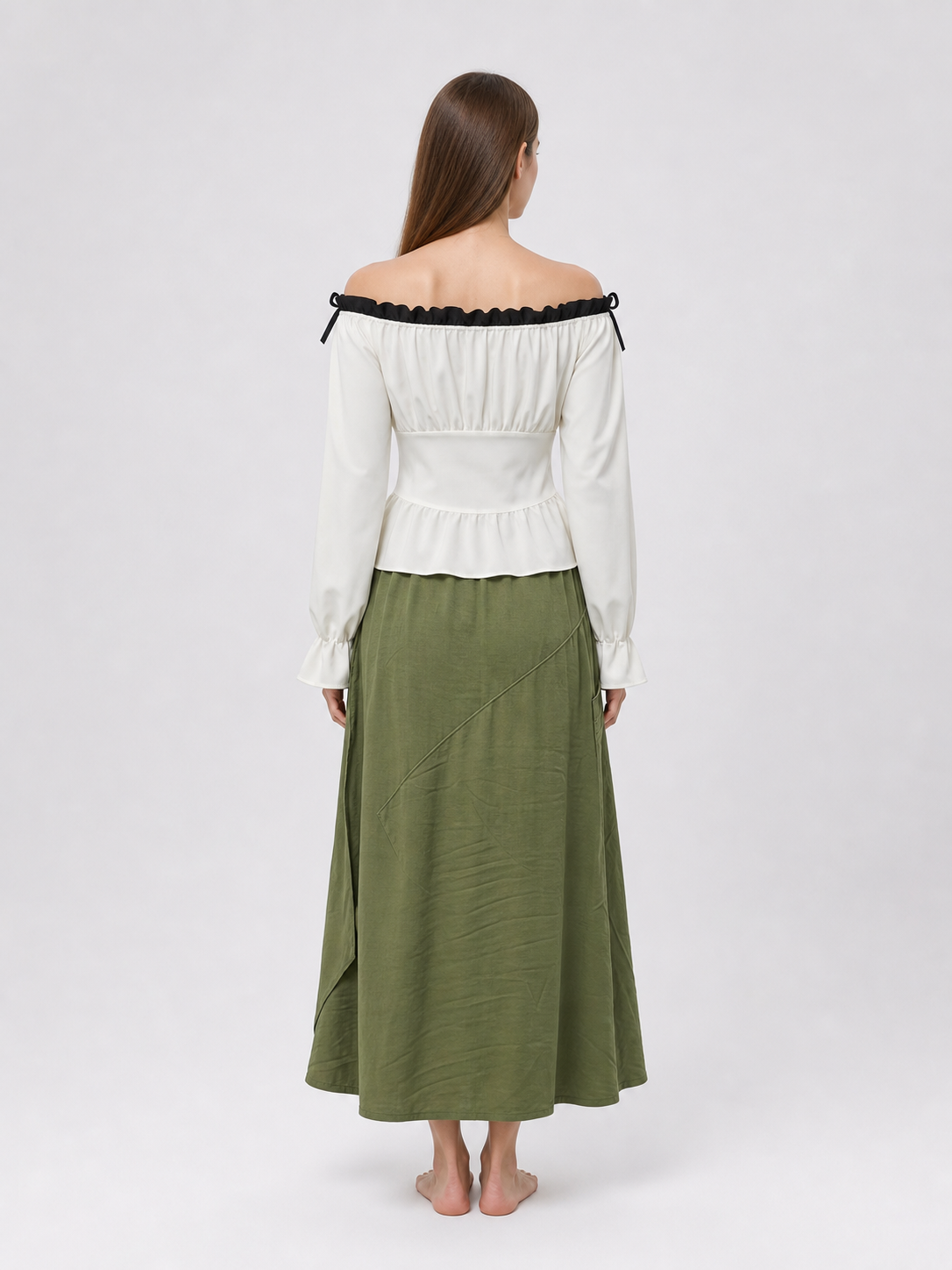 Off-the-shoulder blouse with corset lacing