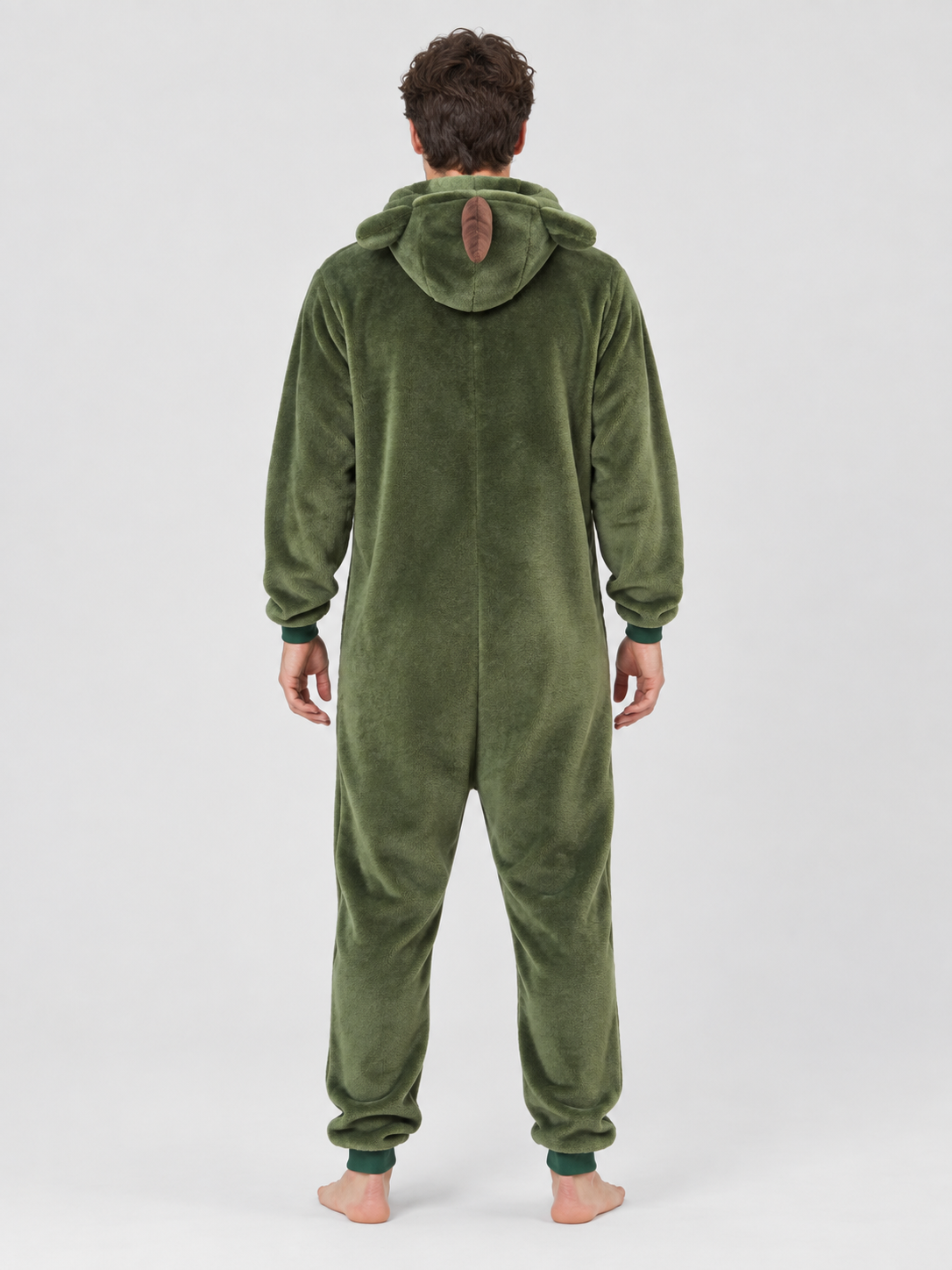 Hooded Pajama Jumpsuit with Horns and Ears, Green