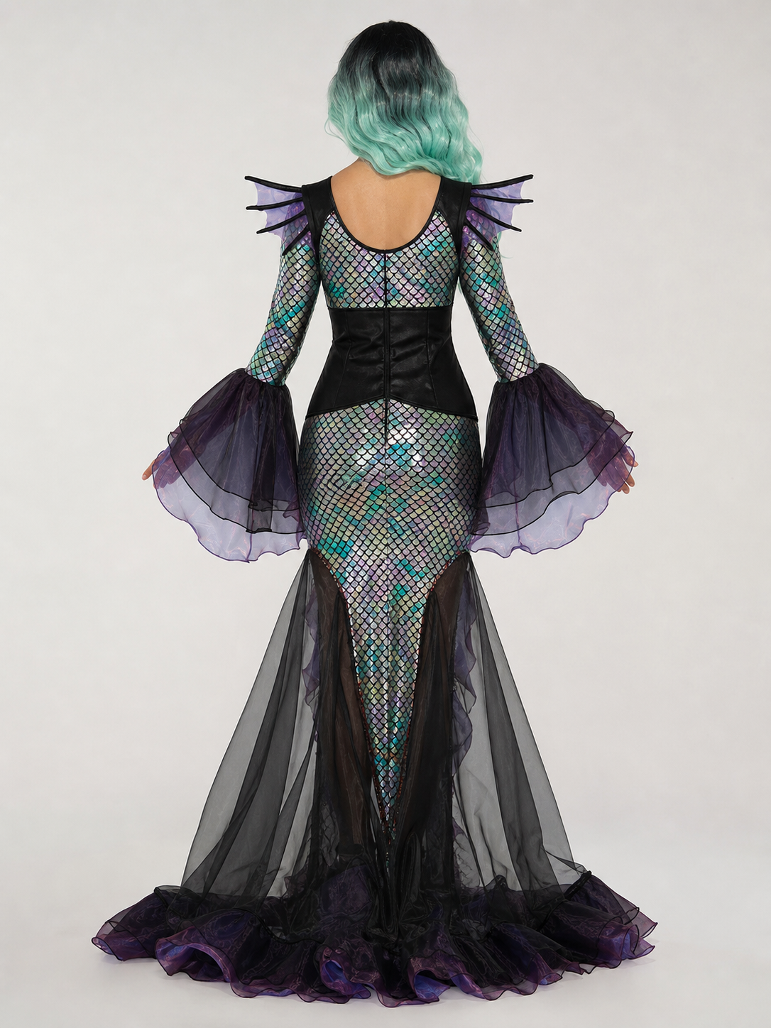 Mermaid Stage Costume with Long Skirt and Sleeves