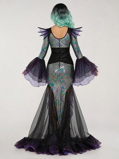 Mermaid Stage Costume with Long Skirt and Sleeves