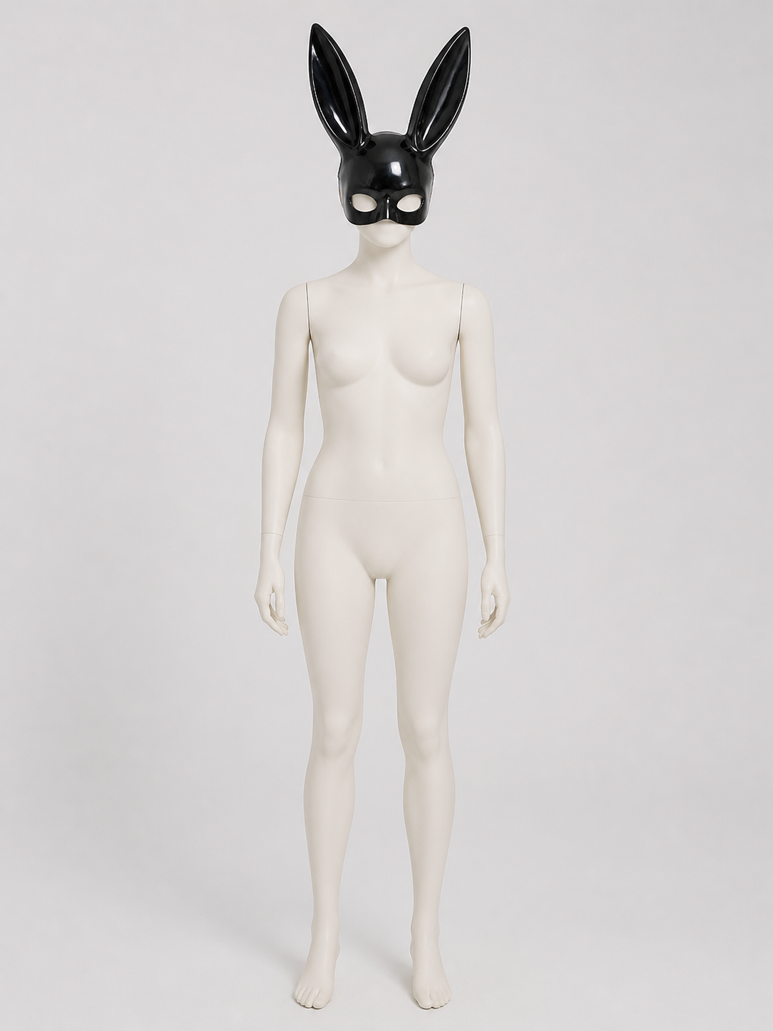 Black Rabbit Mask with Long Ears, One Size back view