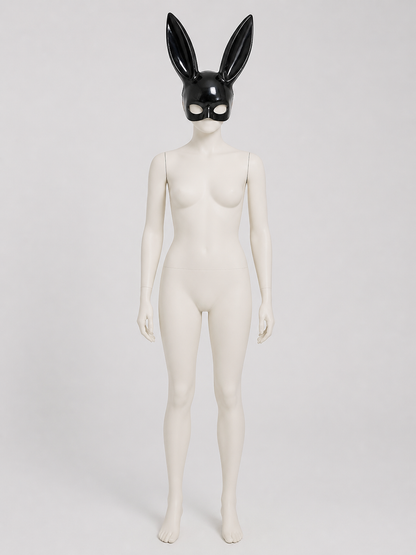 Black Rabbit Mask with Long Ears, One Size back view