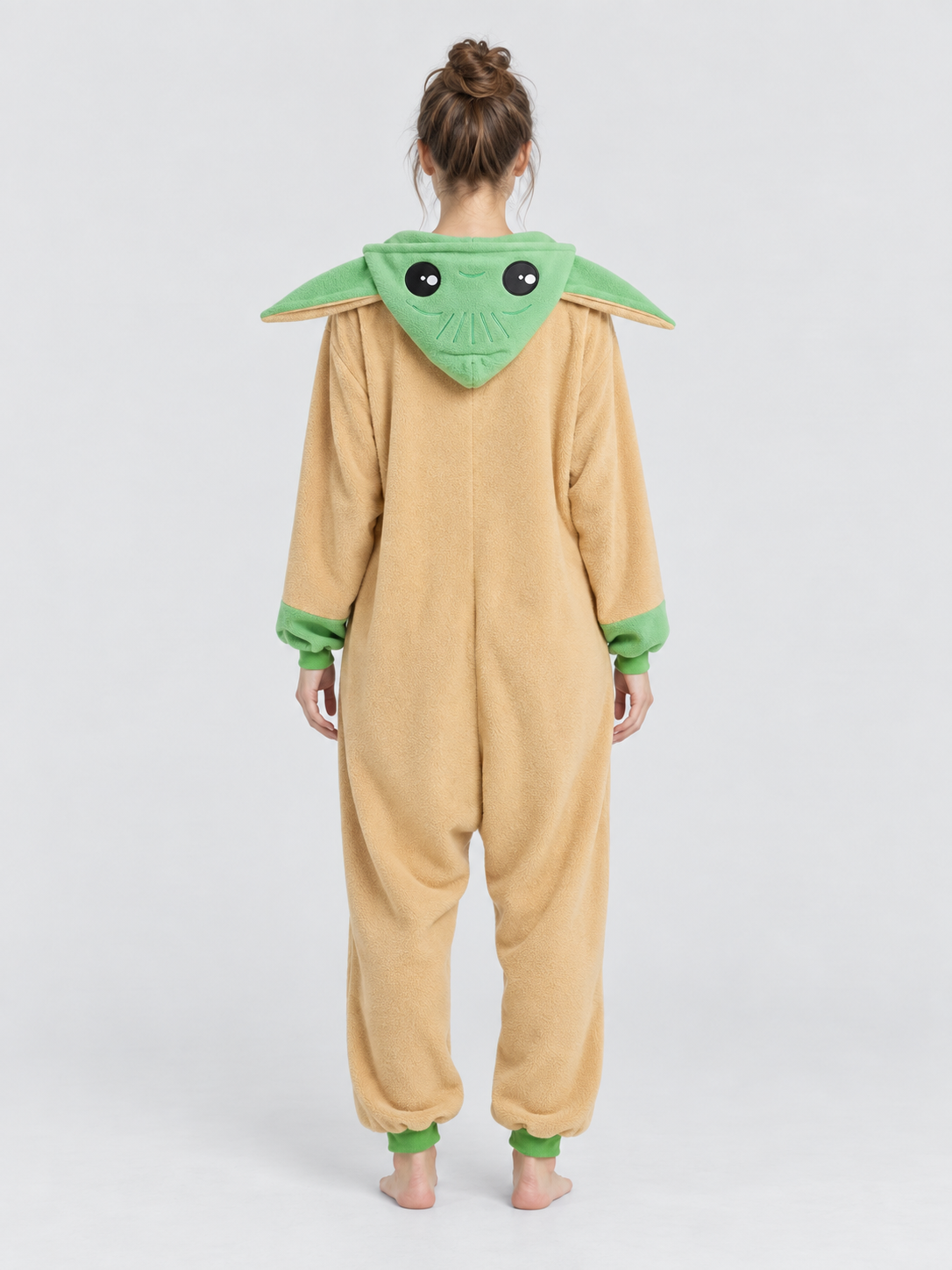 Flannel Pajama Jumpsuit with Green Hood