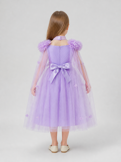Dressy Girls’ Tulle Dress with Flowers