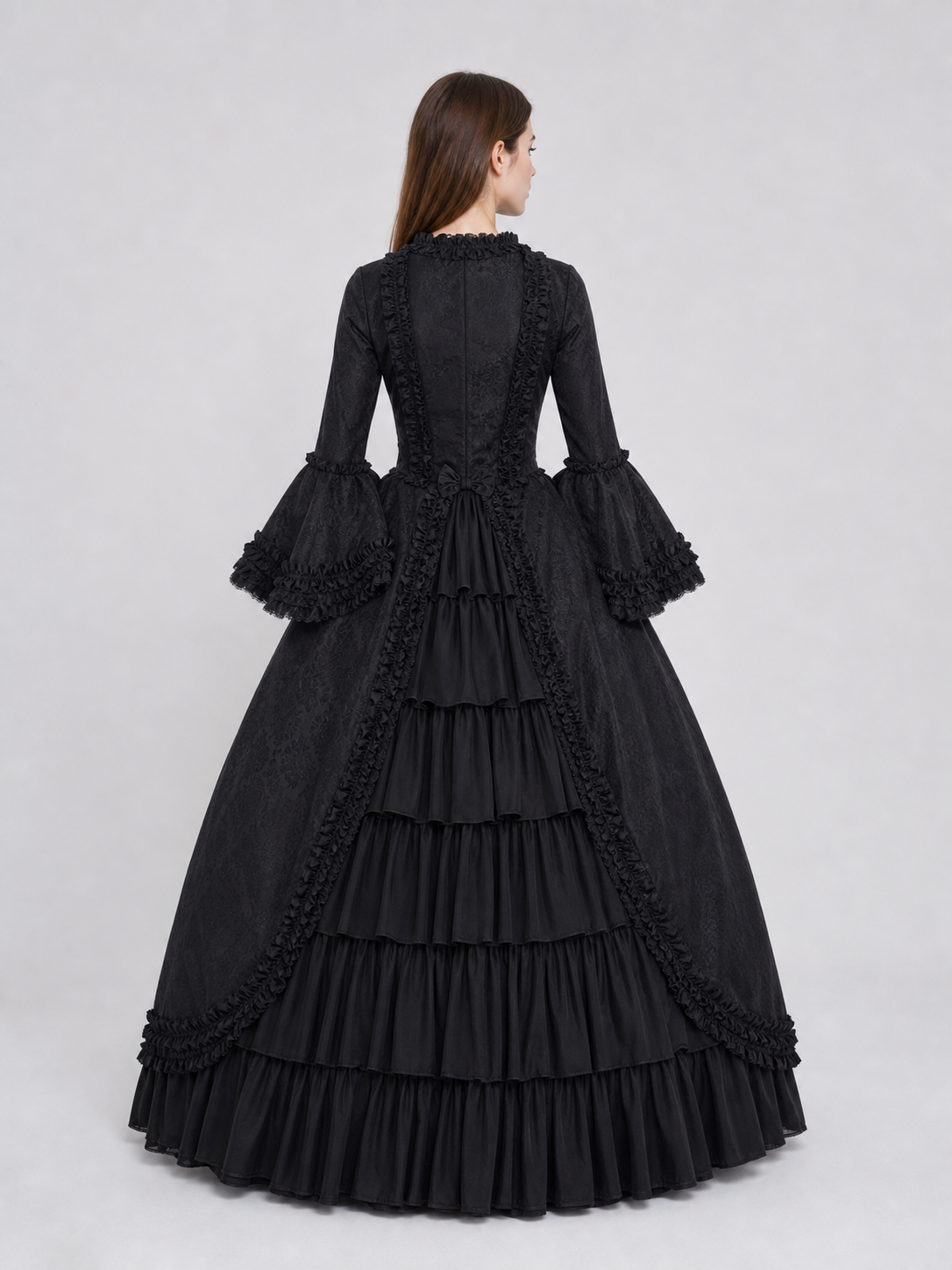 Gothic Victorian Dress with Sleeves and Ruffles