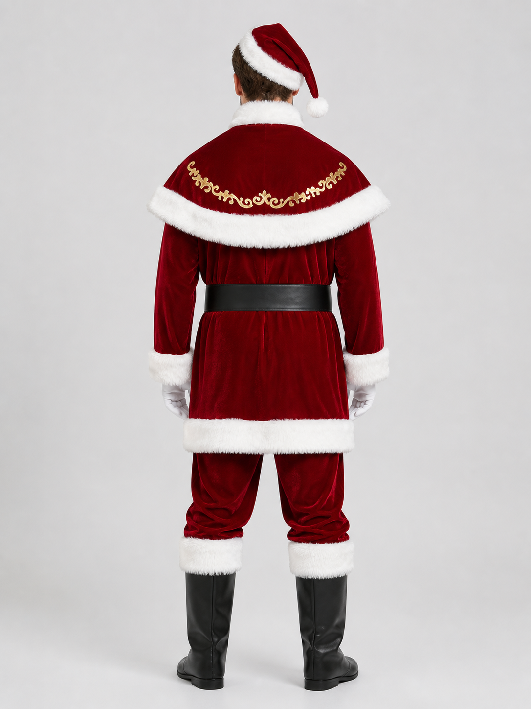 Santa Claus Costume, 8-Piece Red and White Set back view