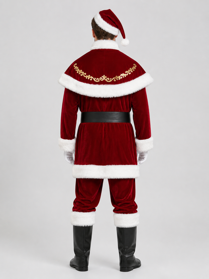 Santa Claus Costume, 8-Piece Red and White Set back view