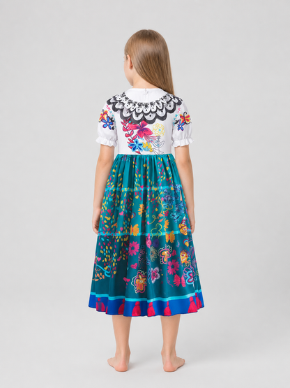 Children's cosplay dress inspired by the film Encanto back view