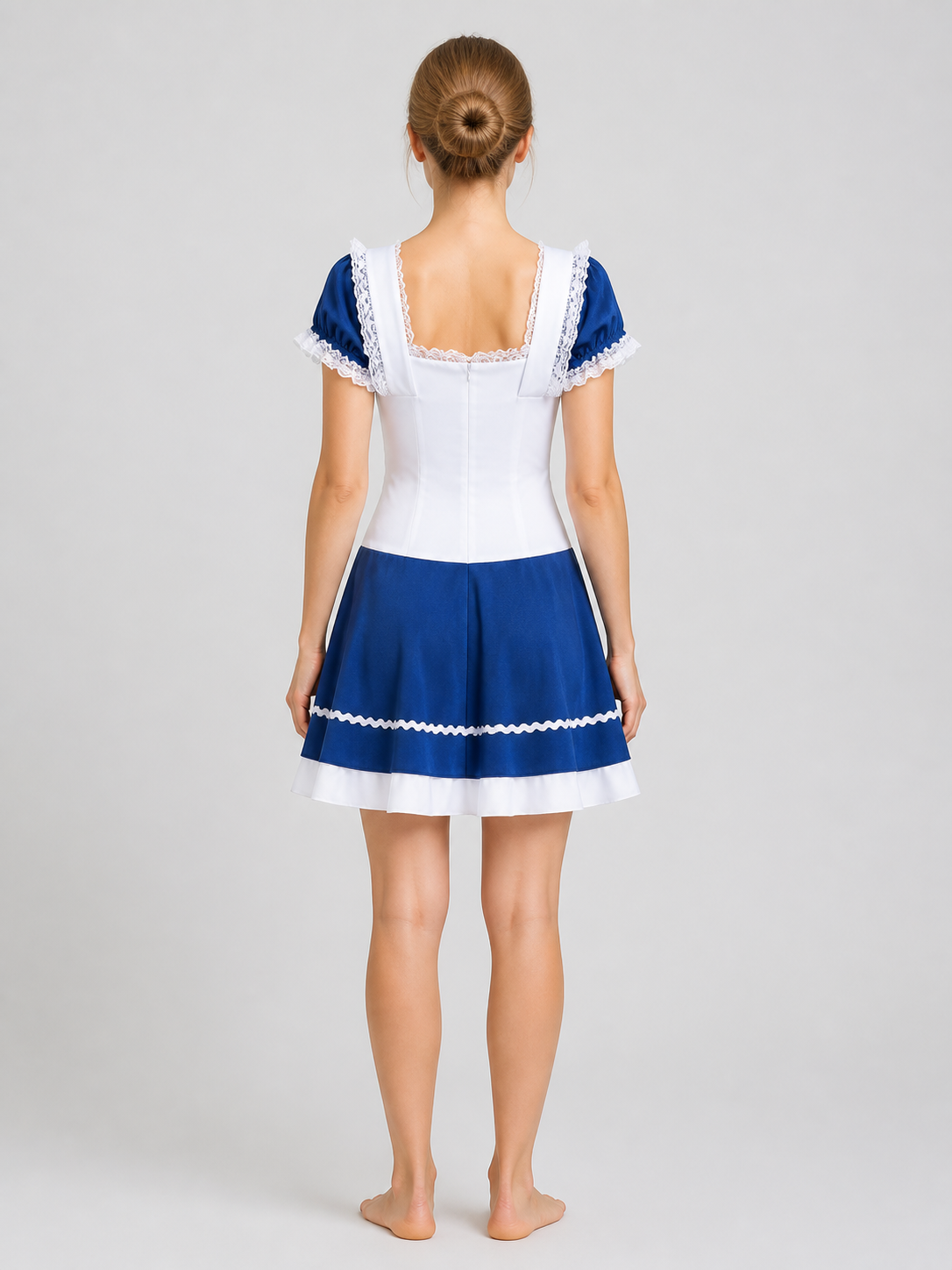 German Oktoberfest Dress with Apron and Lace back view