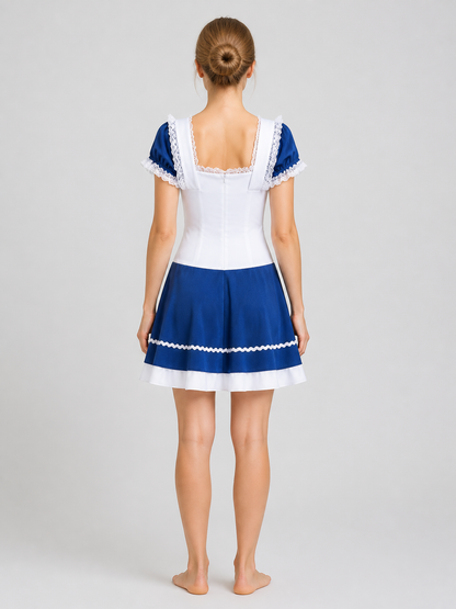 German Oktoberfest Dress with Apron and Lace back view
