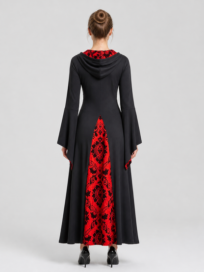 Long Hooded Witch Dress for Halloween back view