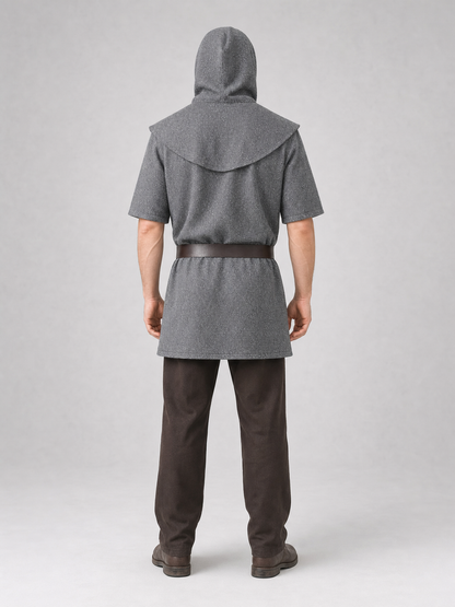 Silver Hooded Tunic Top with Wide Belt