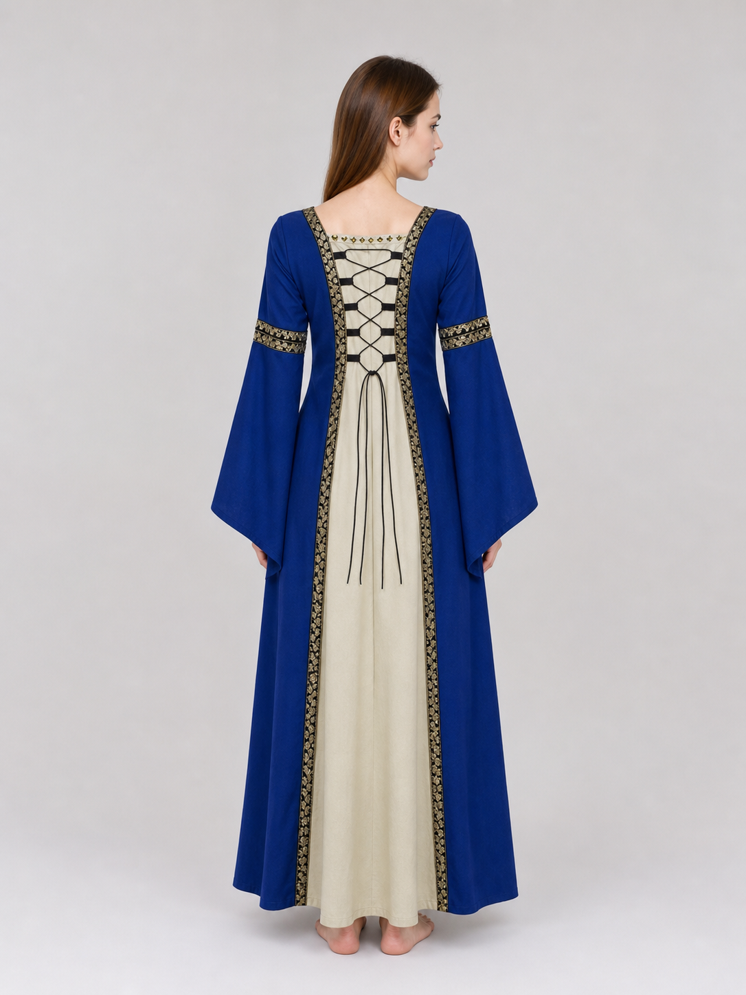 Long Medieval-Style Lace-Up Dress