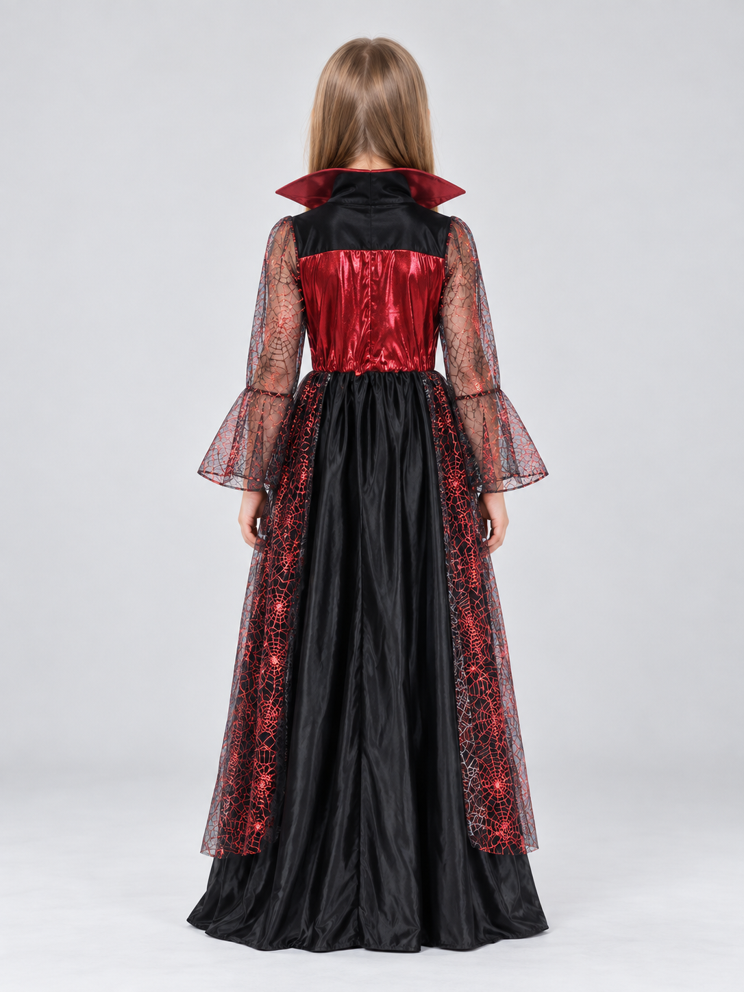 Kids' Vampire Costume Dress with Gloves and Fangs
