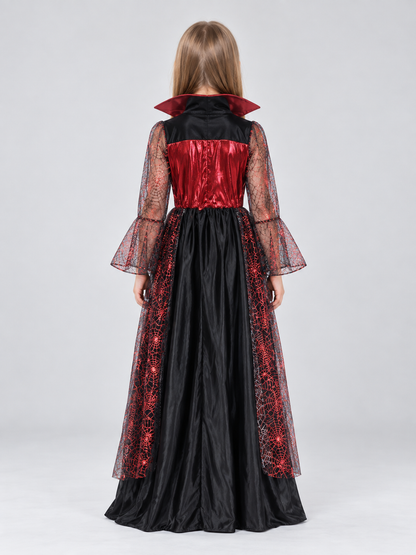 Kids' Vampire Costume Dress with Gloves and Fangs