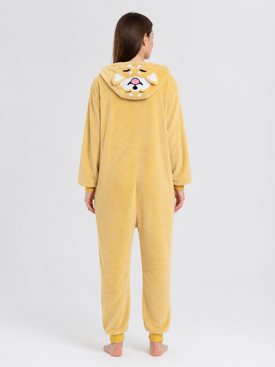 Husky Hooded Flannel Pajama Jumpsuit back view