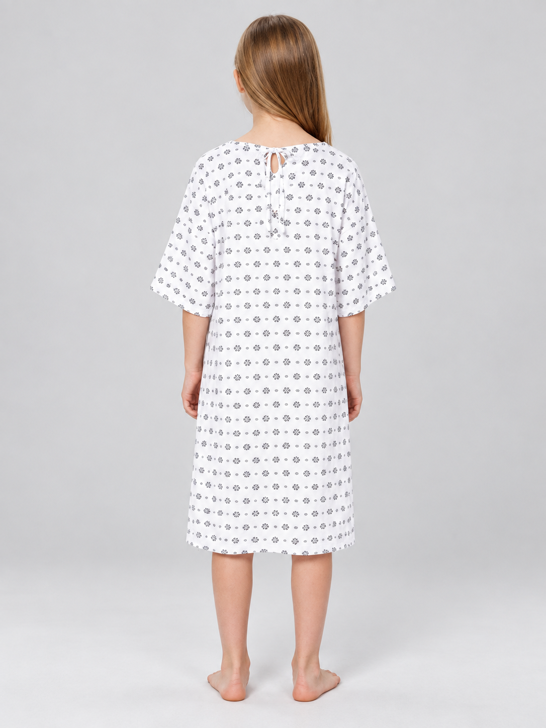 Cosplay Costume: White Skirt with Floral Pattern back view